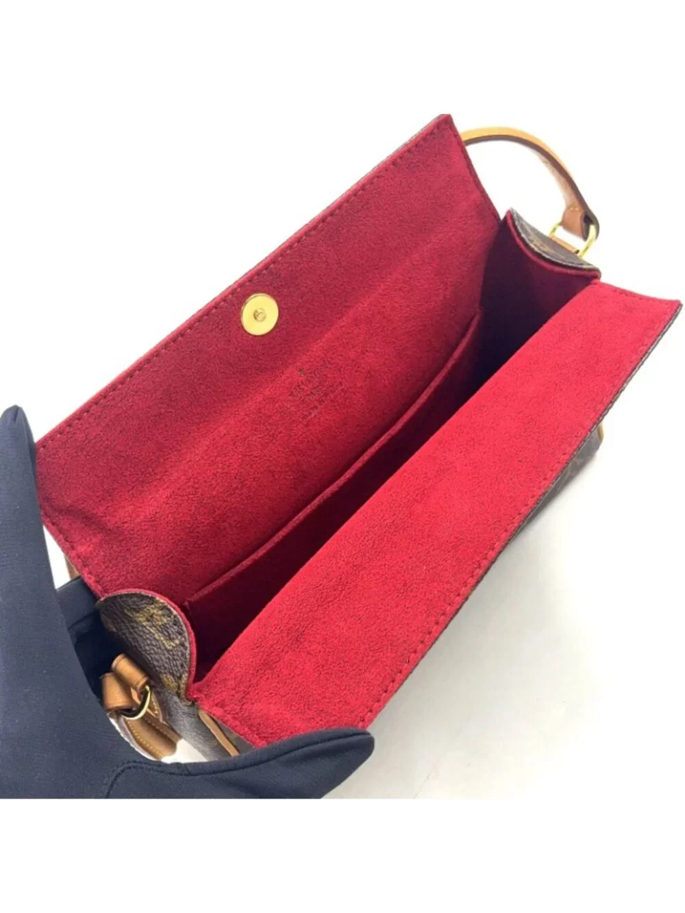 Louis Vuitton Recital Monogram Leather Brown Handbag Gold
